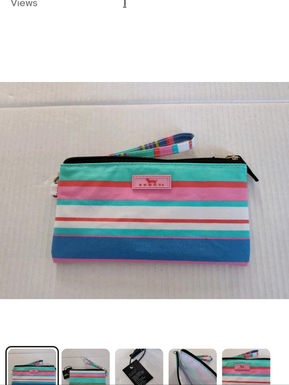 SCOUT Kate Wristlet Zip Pouch Case Cosmetic Makeup Bag Multi Stripe NWT